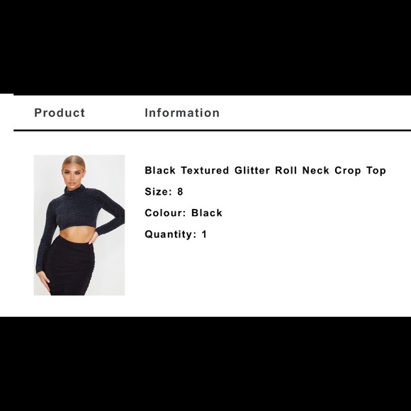 Pretty little thing black textured turtle crop top - Picture 2 of 3